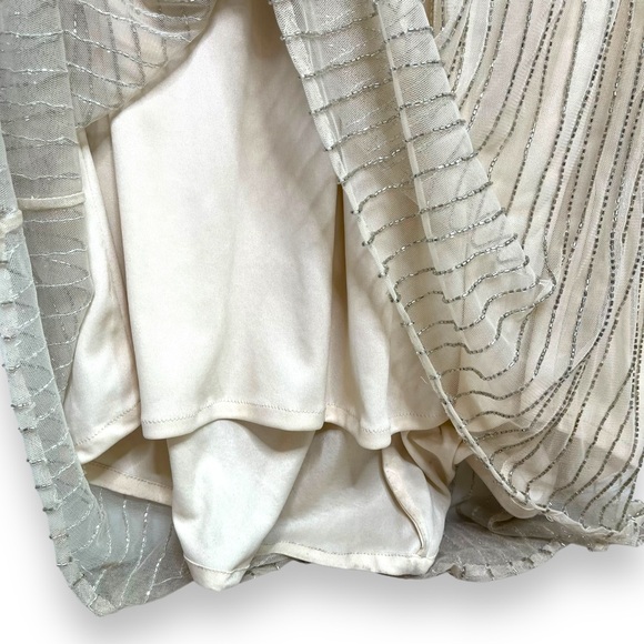 NWOT Parker Black Label Cream Beaded Elegant Floor Length Sheath Gown 6 (AS-IS) - Picture 6 of 11